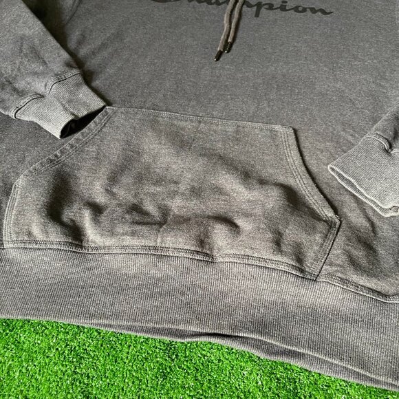 Champion Long Sleeve Powerblend Fleece Iconic Logo Grey Hoodie Sweatshirt Size L - Picture 7 of 14